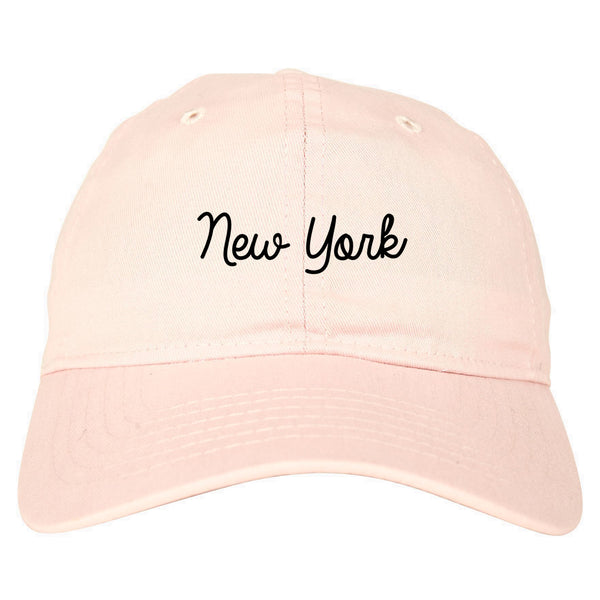 New York NY Script Chest pink dad hat