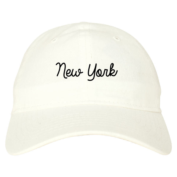New York NY Script Chest white dad hat