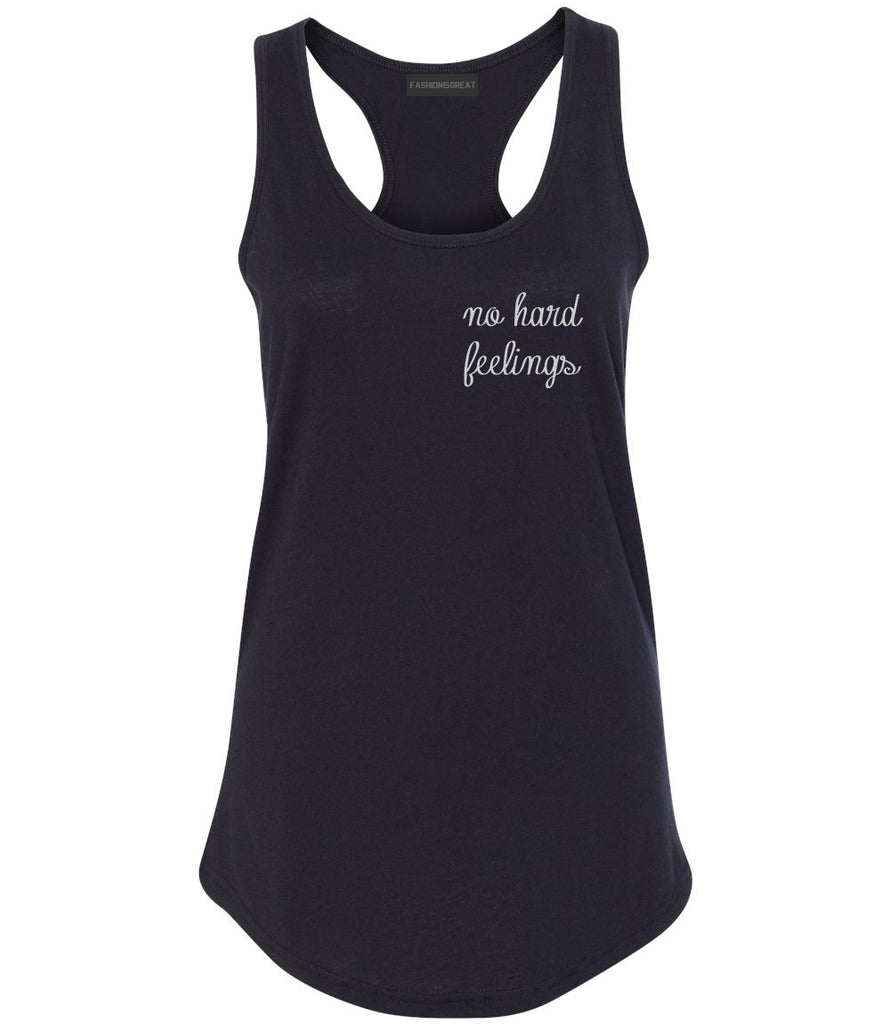 No Hard Feelings Chest Black Womens Racerback Tank Top