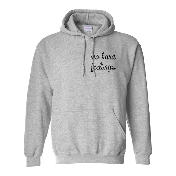No Hard Feelings Chest Grey Womens Pullover Hoodie