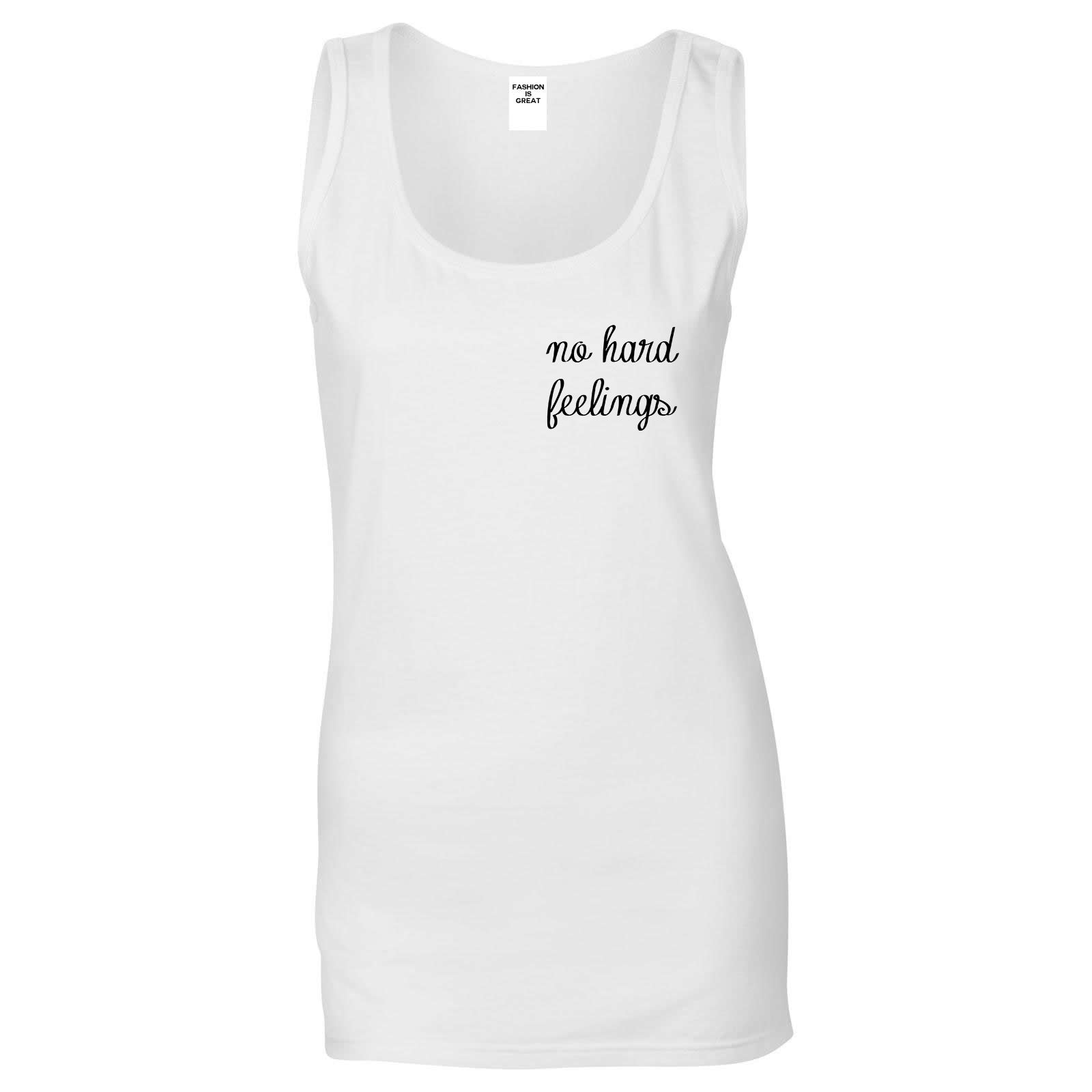 No Hard Feelings Chest White Womens Tank Top