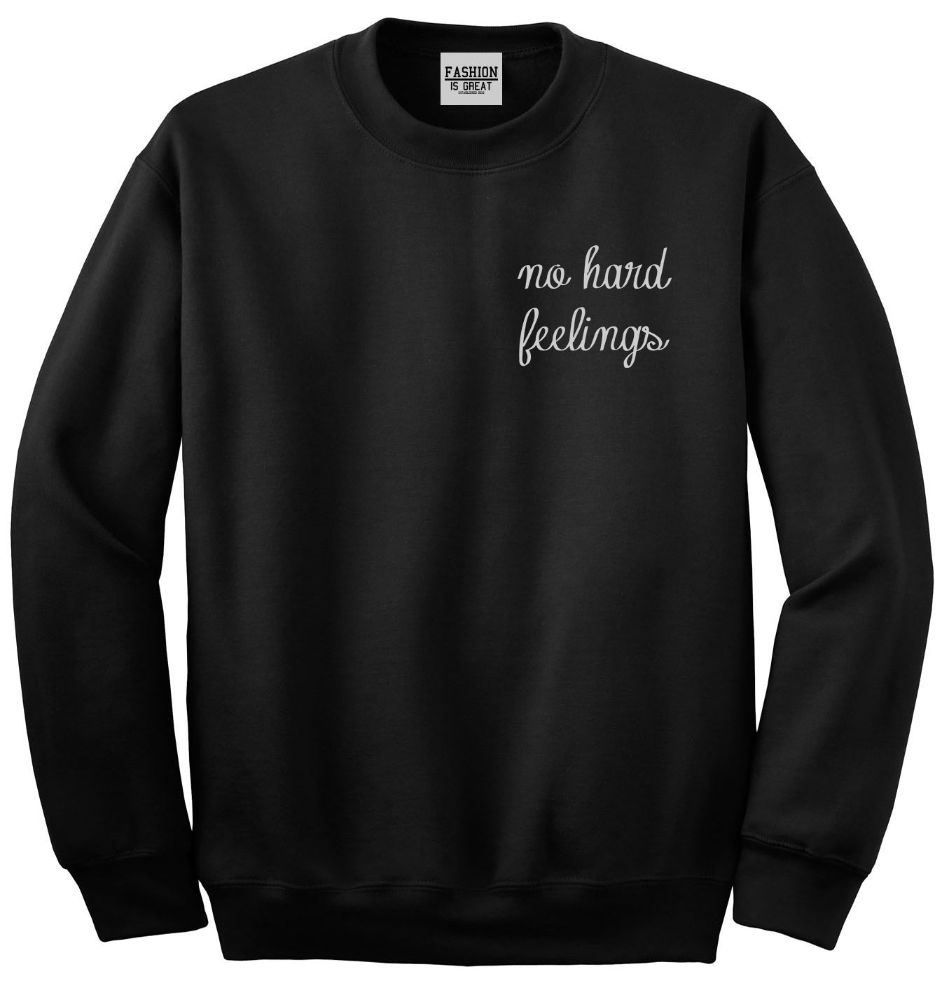 No Hard Feelings Chest Black Womens Crewneck Sweatshirt