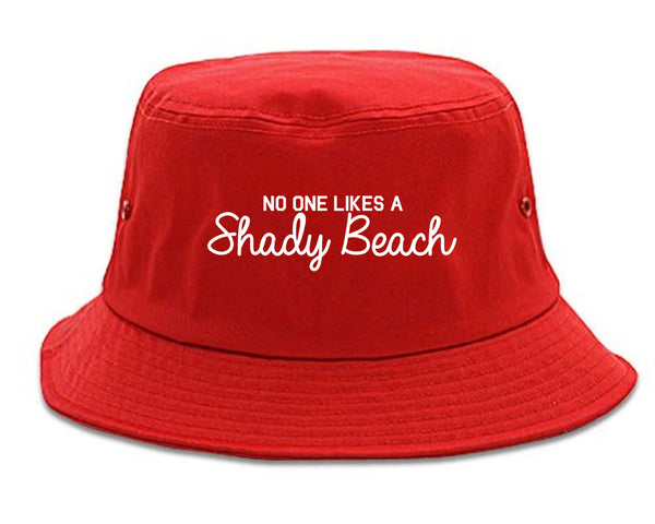 No One Likes A Shady Beach Funny Vacation Bucket Hat Red