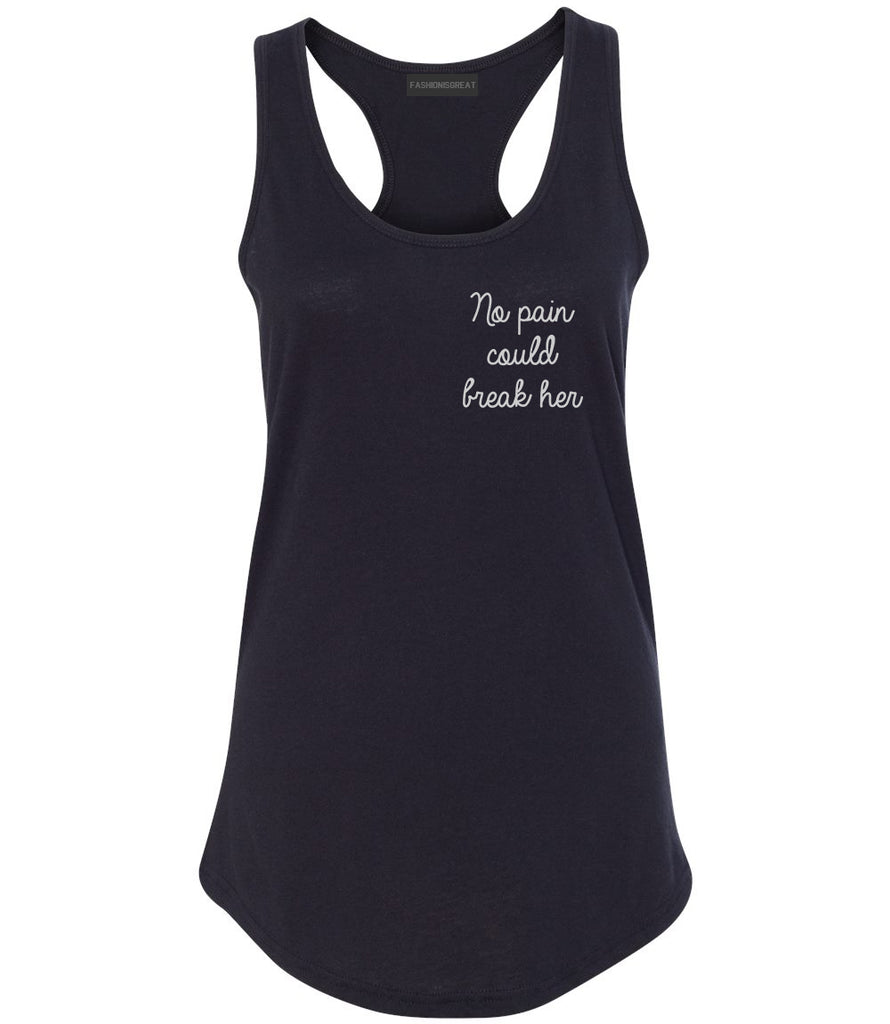 No Pain Strong Woman Chest Black Womens Racerback Tank Top