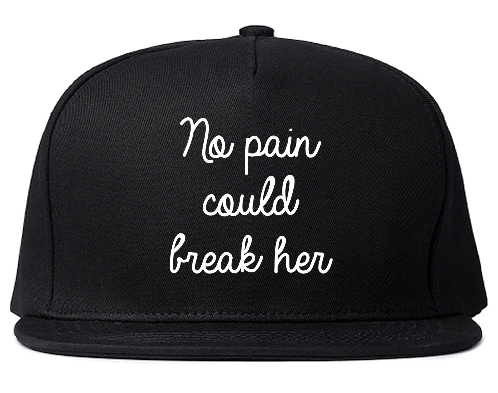 No Pain Strong Woman Chest Black Snapback Hat