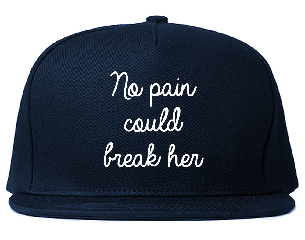 No Pain Strong Woman Chest Blue Snapback Hat