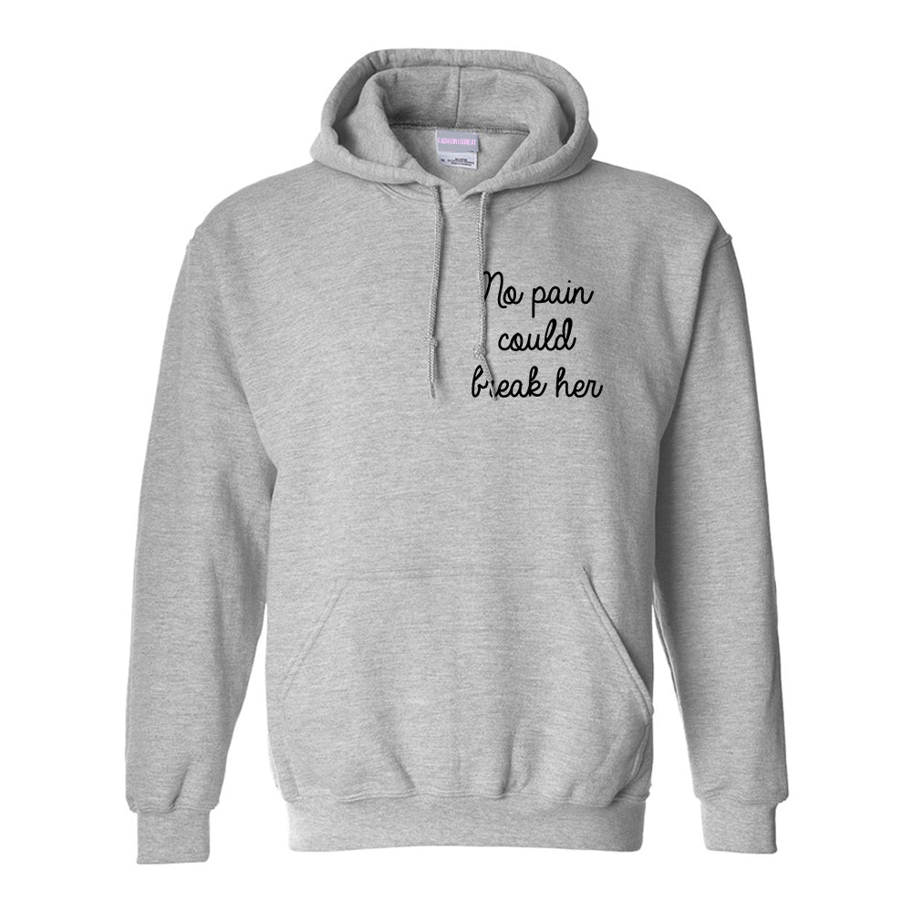No Pain Strong Woman Chest Grey Womens Pullover Hoodie