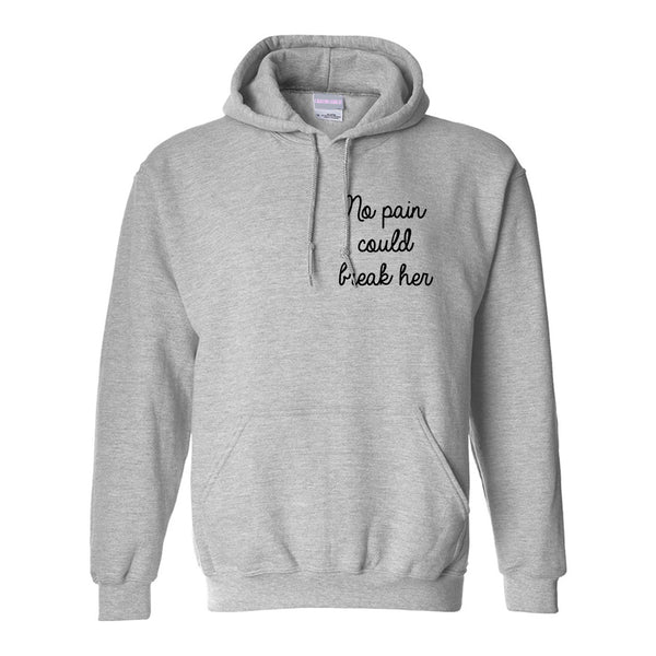 No Pain Strong Woman Chest Grey Womens Pullover Hoodie