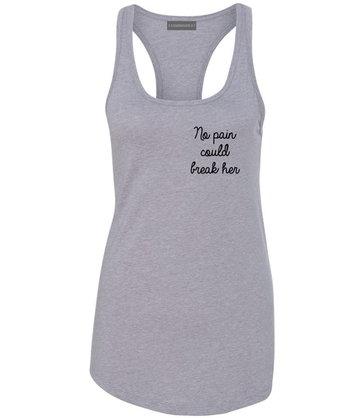 No Pain Strong Woman Chest Grey Womens Racerback Tank Top