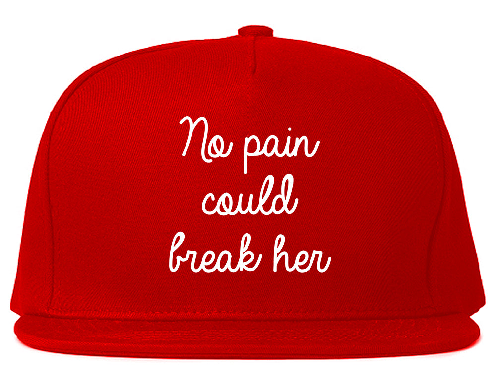 No Pain Strong Woman Chest Red Snapback Hat