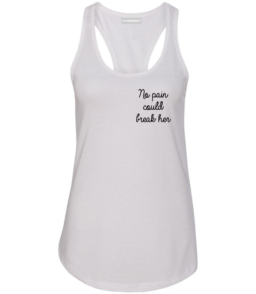 No Pain Strong Woman Chest White Womens Racerback Tank Top
