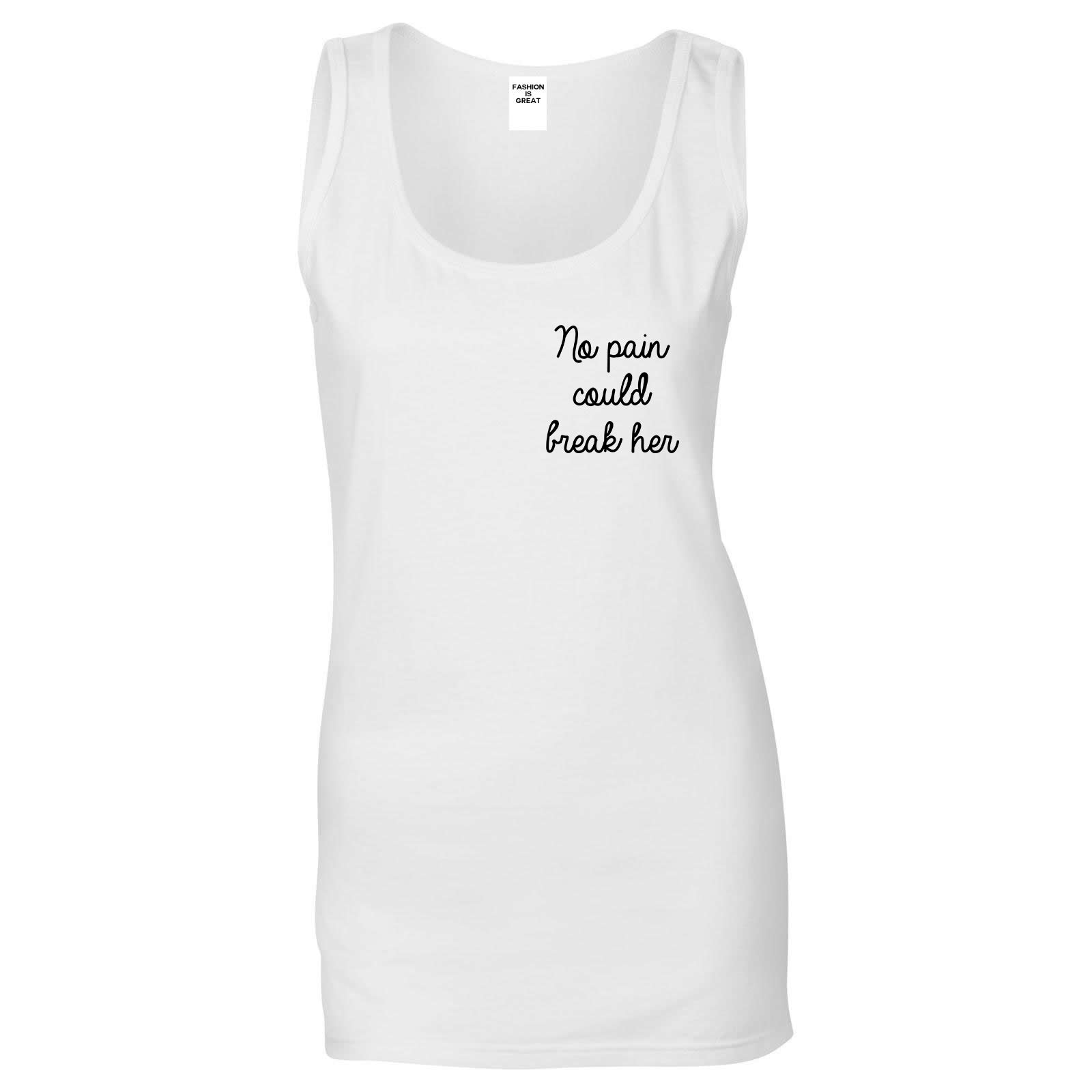 No Pain Strong Woman Chest White Womens Tank Top