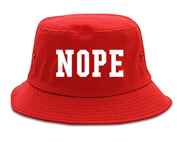 Nope College Font Bucket Hat Red