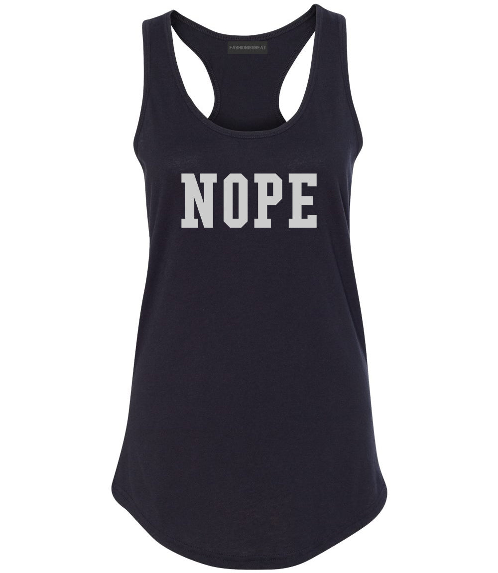 Nope College Font Womens Racerback Tank Top Black