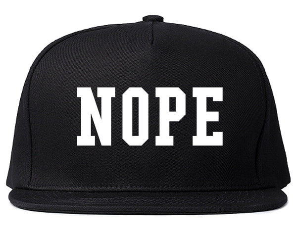 Nope College Font Snapback Hat Black