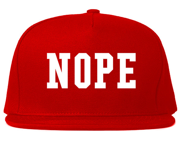 Nope College Font Snapback Hat Red