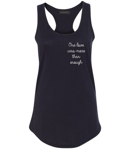 One Love Poem Vibes Chest Black Womens Racerback Tank Top