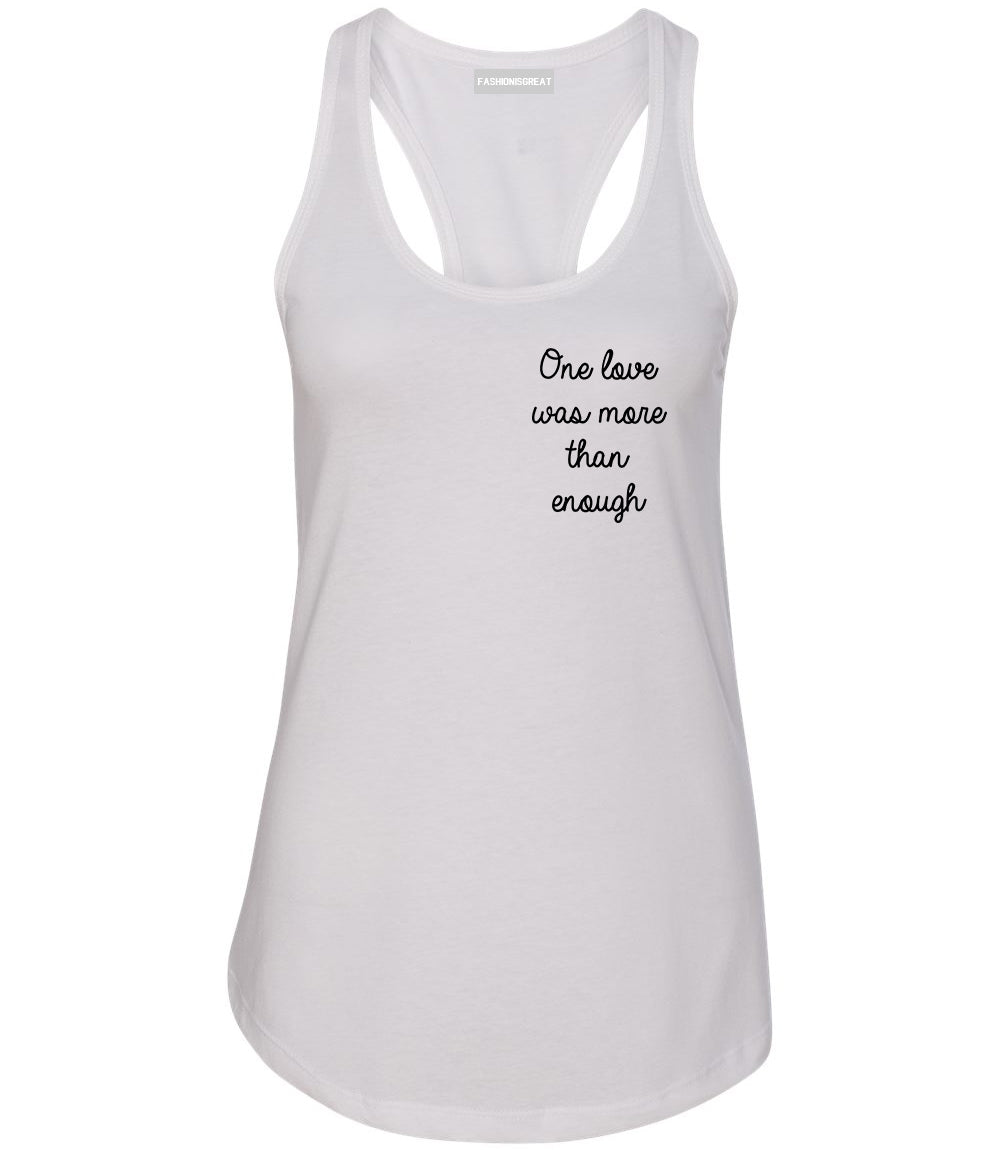 One Love Poem Vibes Chest White Womens Racerback Tank Top