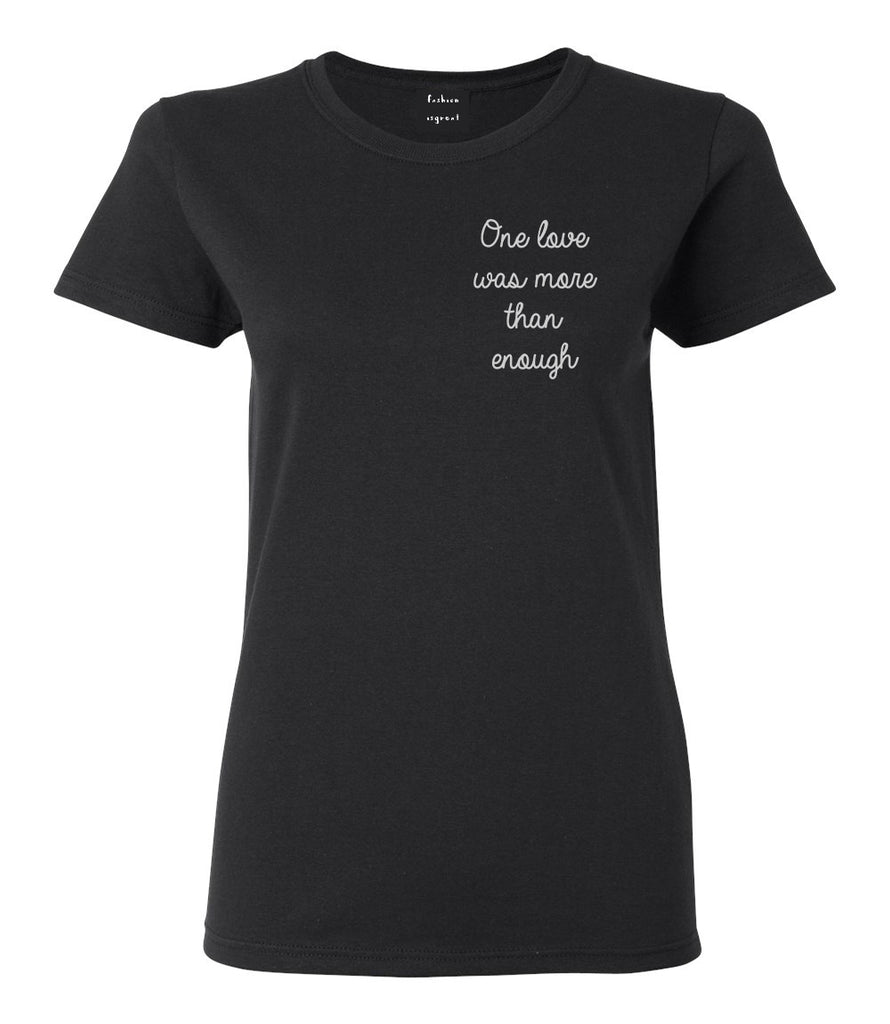 One Love Poem Vibes Chest Black Womens T-Shirt
