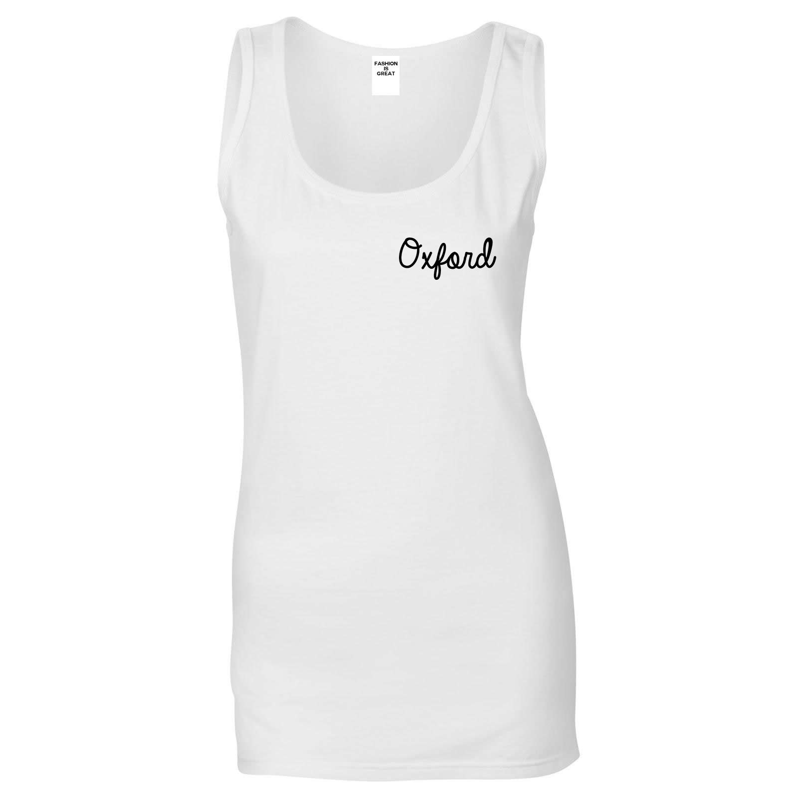 Oxford Britain Script Chest White Womens Tank Top