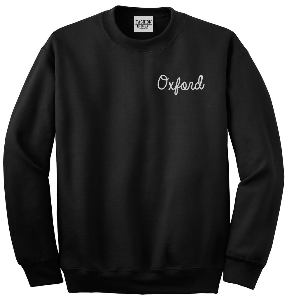 Oxford Britain Script Chest Black Womens Crewneck Sweatshirt