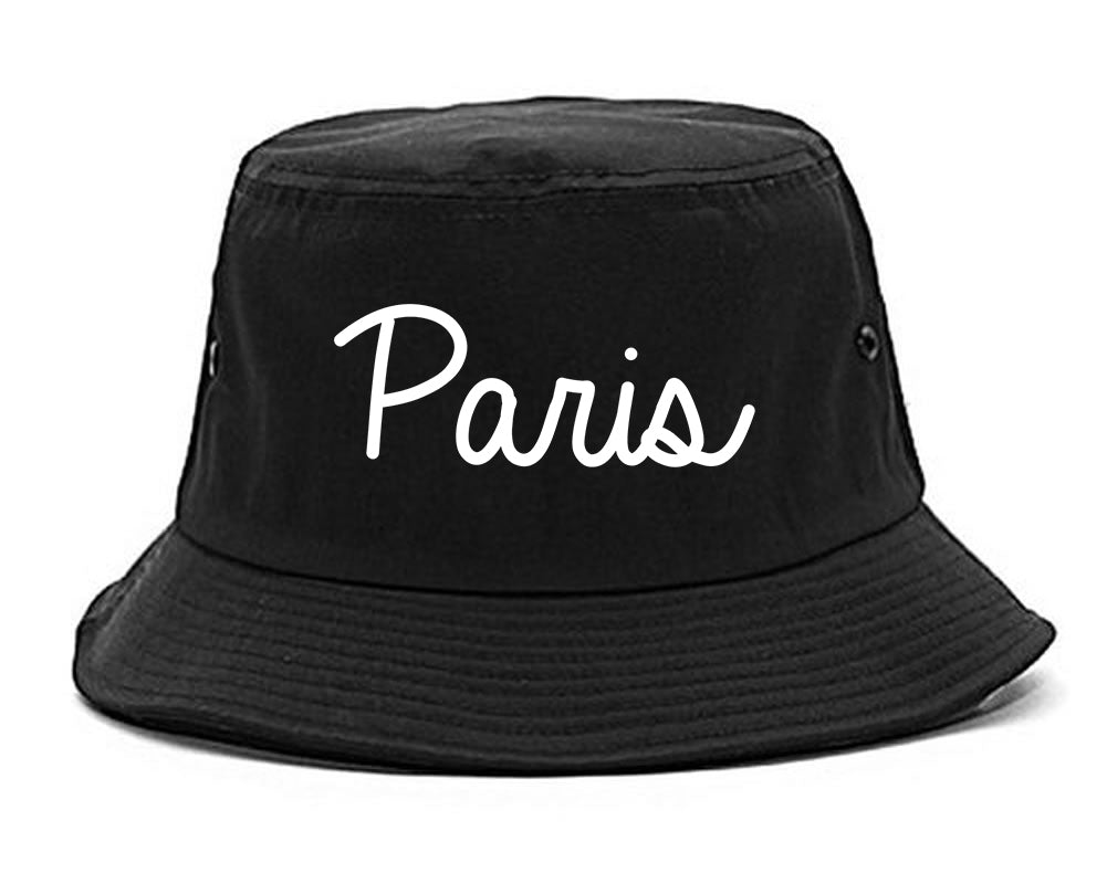 Paris France Script Chest black Bucket Hat