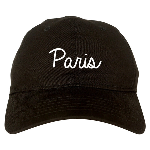 Paris France Script Chest black dad hat