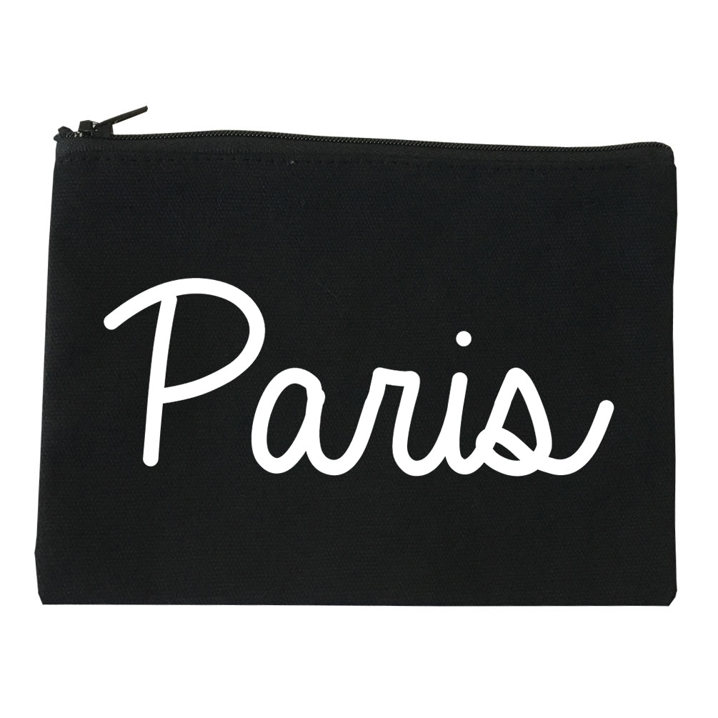 Paris France Script Chest black Makeup Bag