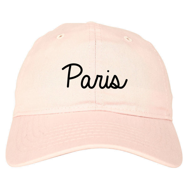 Paris France Script Chest pink dad hat