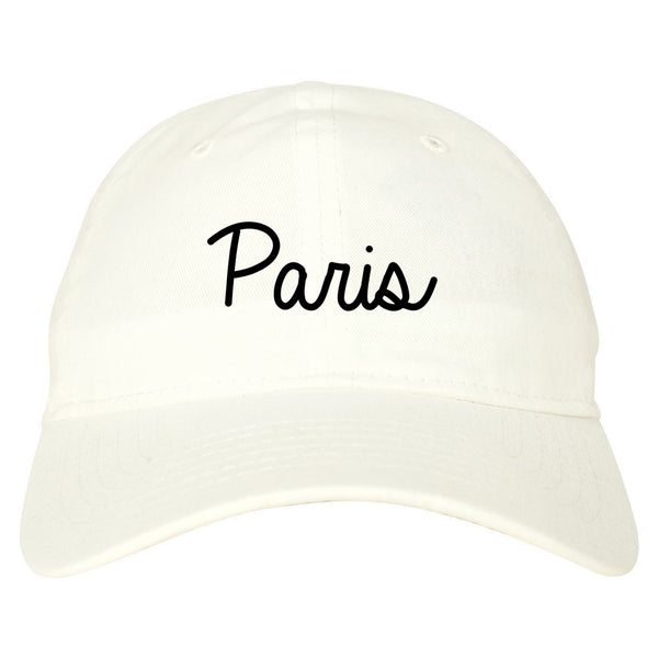 Paris France Script Chest white dad hat