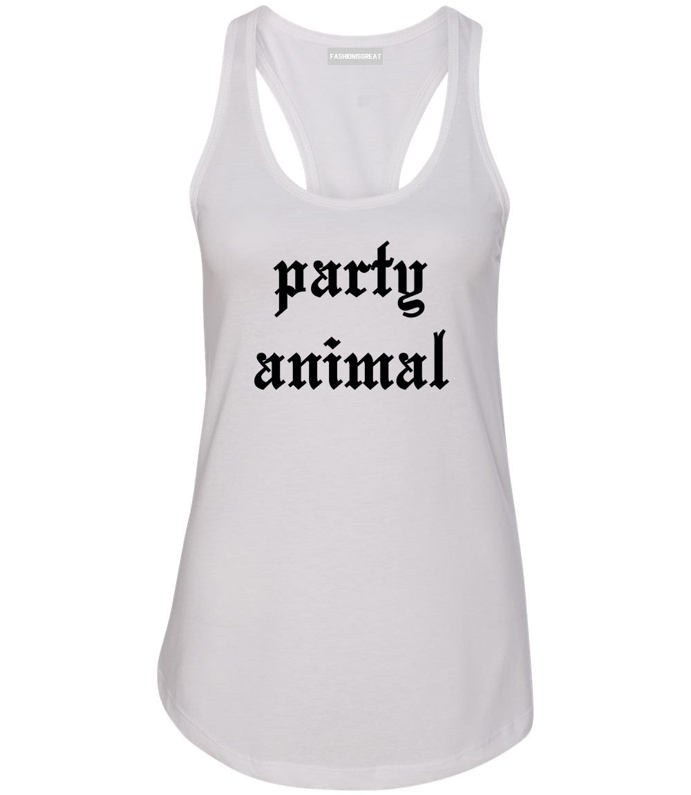 Party Animal White Racerback Tank Top