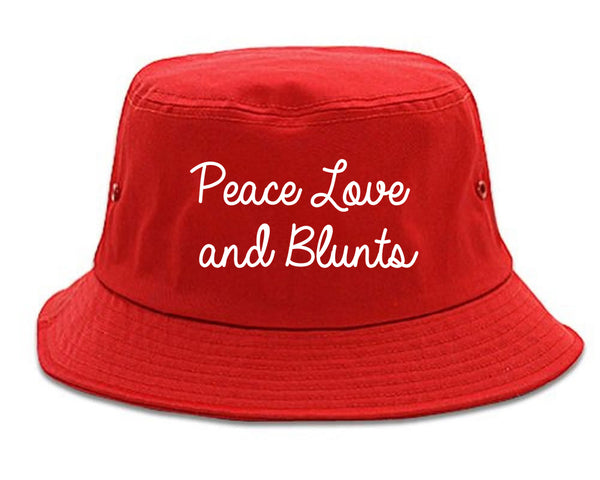 Peace Love Blunts Weed 420 Bucket Hat Red