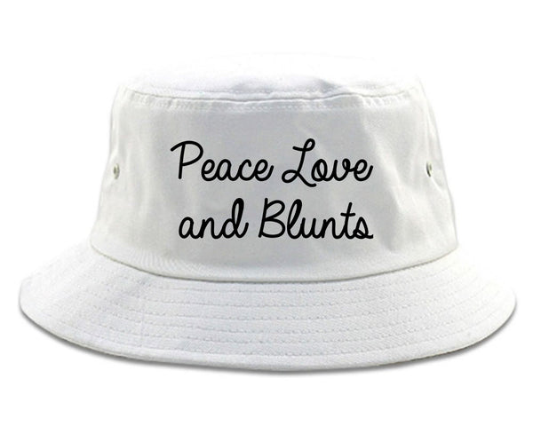 Peace Love Blunts Weed 420 Bucket Hat White