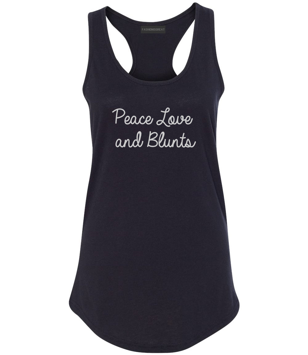 Peace Love Blunts Weed 420 Womens Racerback Tank Top Black