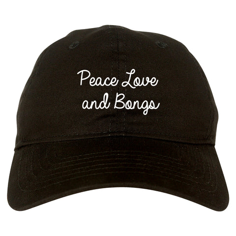 Peace Love Bongs Weed Pot Dad Hat Black