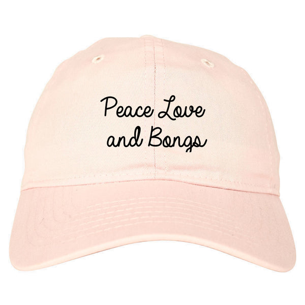Peace Love Bongs Weed Pot Dad Hat Pink