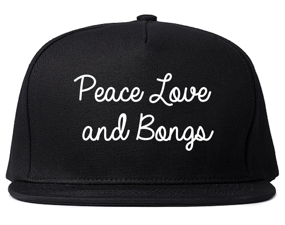 Peace Love Bongs Weed Pot Snapback Hat Black