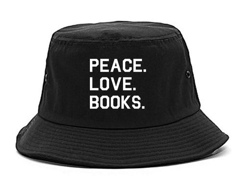 Peace Love Books black Bucket Hat