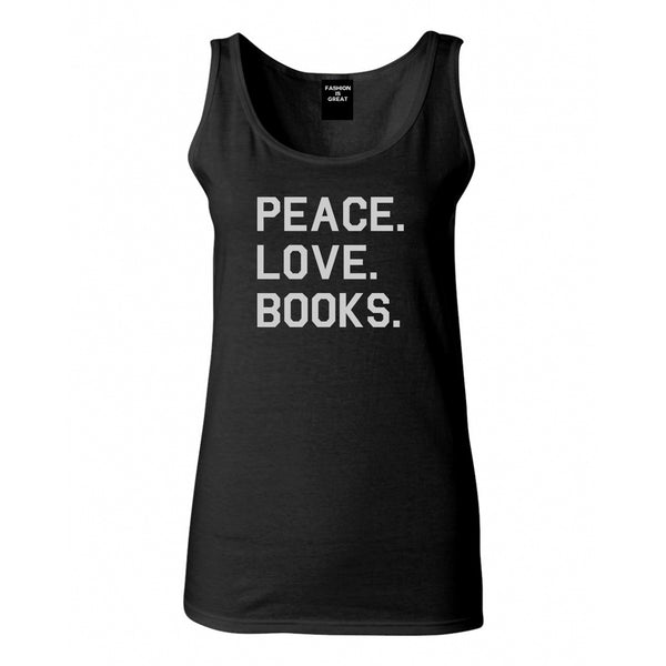 Peace Love Books Black Womens Tank Top