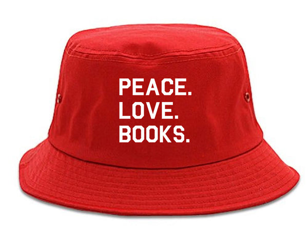 Peace Love Books red Bucket Hat