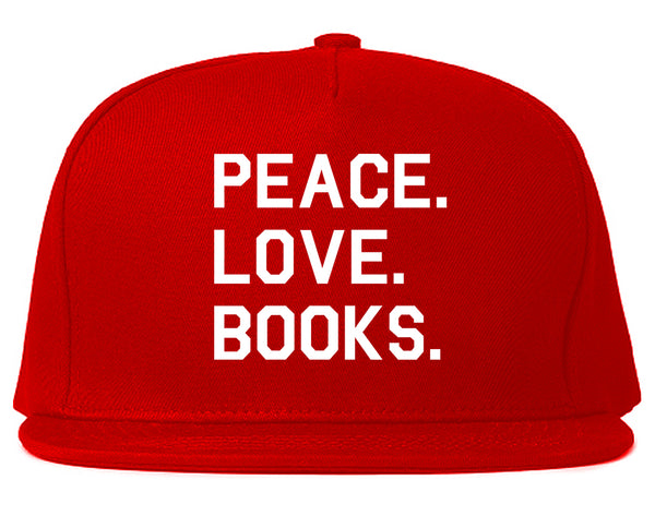 Peace Love Books Red Snapback Hat