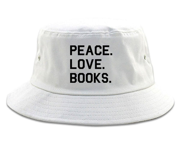 Peace Love Books white Bucket Hat
