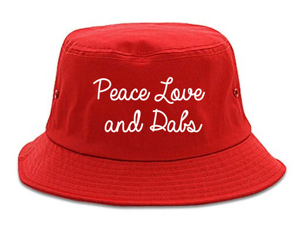 Peace Love Dabs Weed Pot Bucket Hat Red