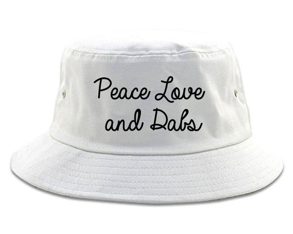 Peace Love Dabs Weed Pot Bucket Hat White