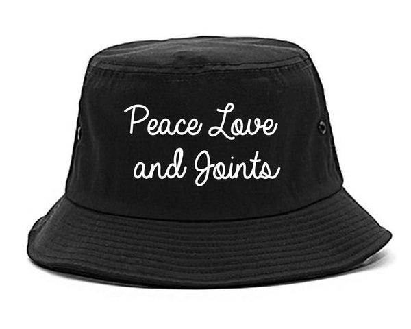 Peace Love Joints Weed 420 Bucket Hat Black