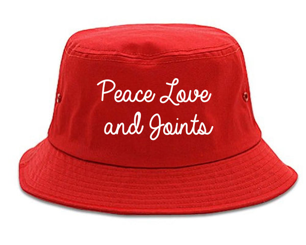 Peace Love Joints Weed 420 Bucket Hat Red