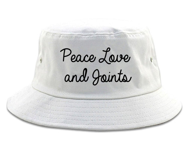 Peace Love Joints Weed 420 Bucket Hat White