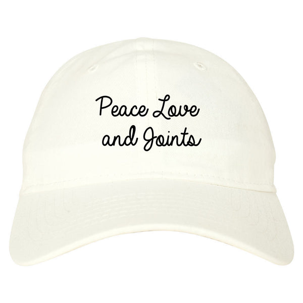 Peace Love Joints Weed 420 Dad Hat White