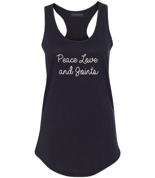 Peace Love Joints Weed 420 Womens Racerback Tank Top Black