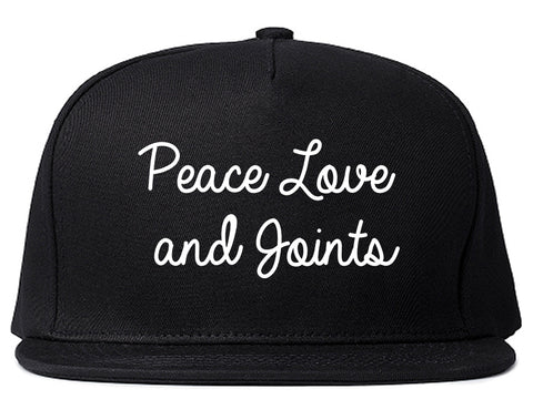 Peace Love Joints Weed 420 Snapback Hat Black
